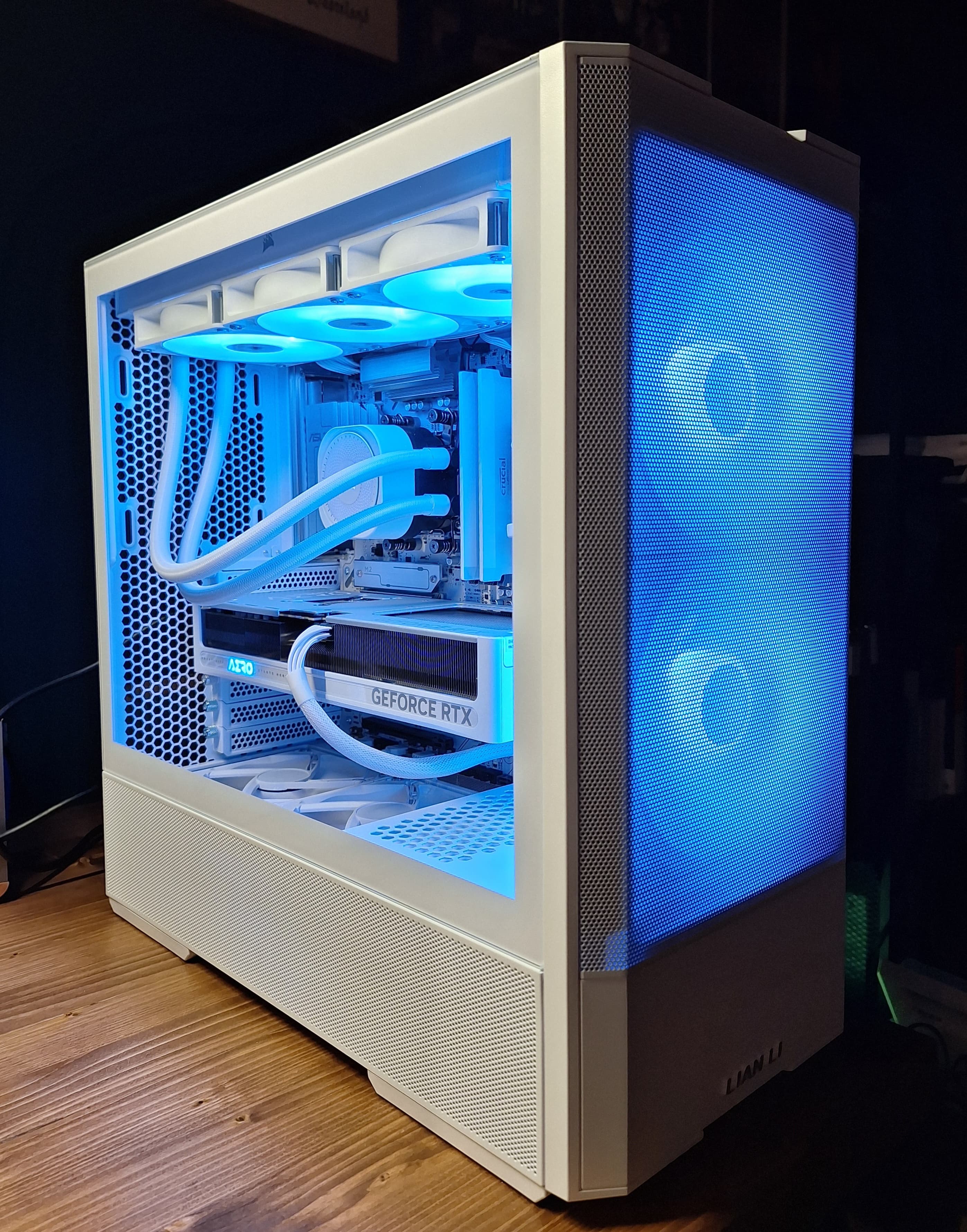 Completed white Lancool 207 gaming PC build
